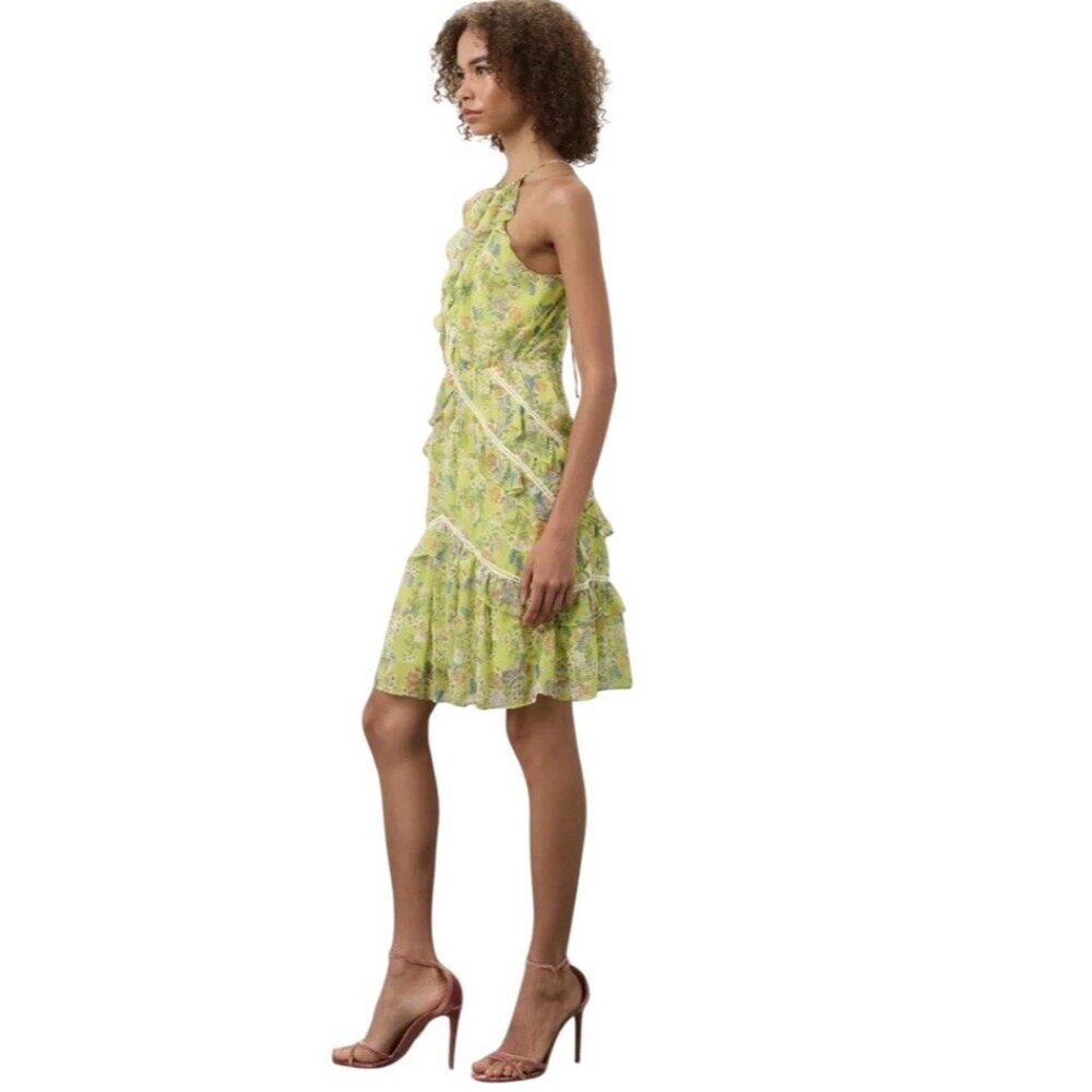 Marissa Webb Collective x RTR Women’s 6 Yellow Ruffle Halter Floral Mini Dress - Picture 2 of 16